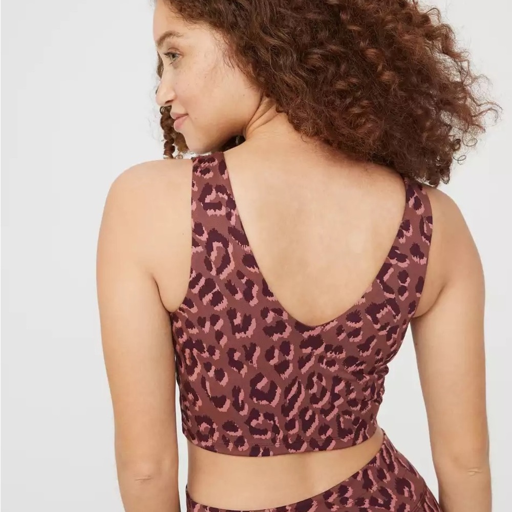 Aerie Leopard Print Sports Bra - Brown and Pink